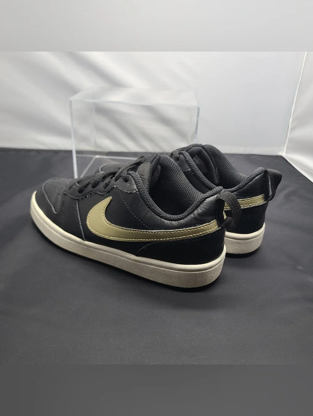 Nike Court Borough Low 2 Black Gold Lifestyle Sneakers Kids Size 4.5Y